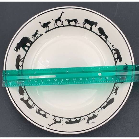 American Atelier Safari Serengeti Black White Bowls Set Of 2 Wild Animals - Picture 7 of 8